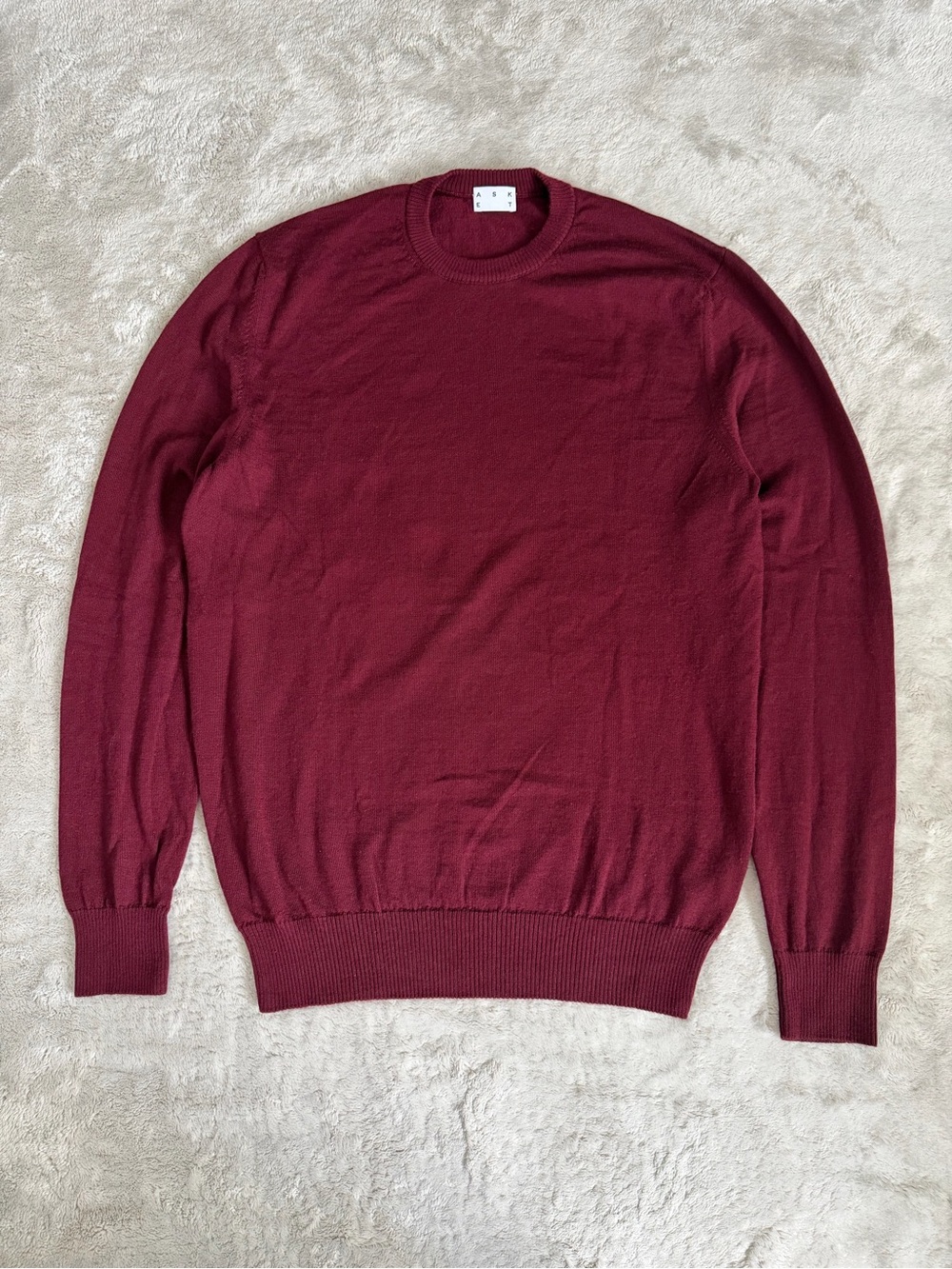 ASKET Men’s The Merino Wool Sweater Crew Neck Size Medium In Burgundy